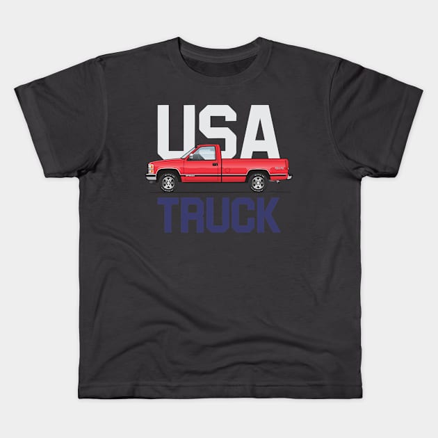 USA Truck LWB Red Kids T-Shirt by JRCustoms44